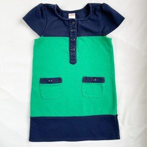 Gymboree Green And Navy Blue Mod Color Block Shift Dress Kids Size 5